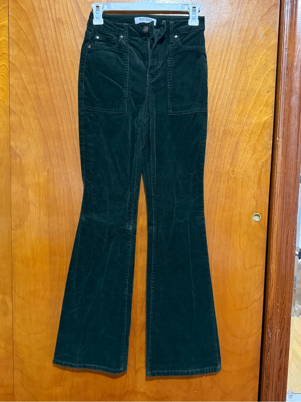 Blue Spice Women's Dark Green Corduroy Boot Cut Jeans